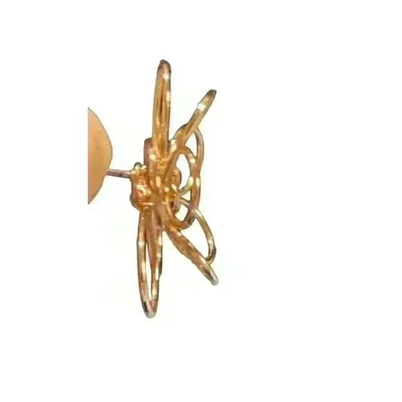 Golden Wire Petunia Stud Earrings - Picture 7 of 7